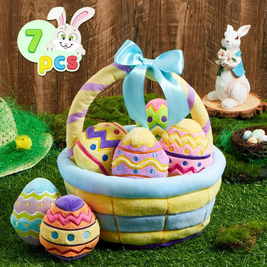 7 Pcs Easter Basket Plushes for Kids, Original Style Soft Plushies for Toddler & Kids of All Ages, Playset Stuffers, Easter Toys, Easter Party Favors, Easter Egg Hunt